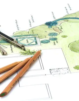 Handskizze eines Gartenplans