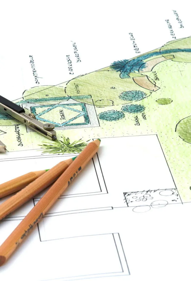 Handgezeichneter Gartenentwurf
